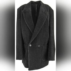 Nwt $2665 Petar Petrow Corduroy With Sparkle Black And Gold Oversized Blazer